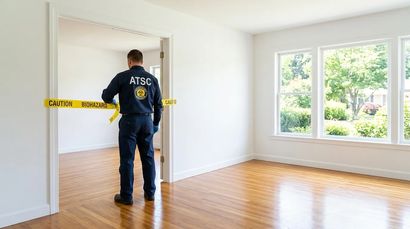 Certified biohazard cleanup crew performing Decomposition Cleanup in Speedway